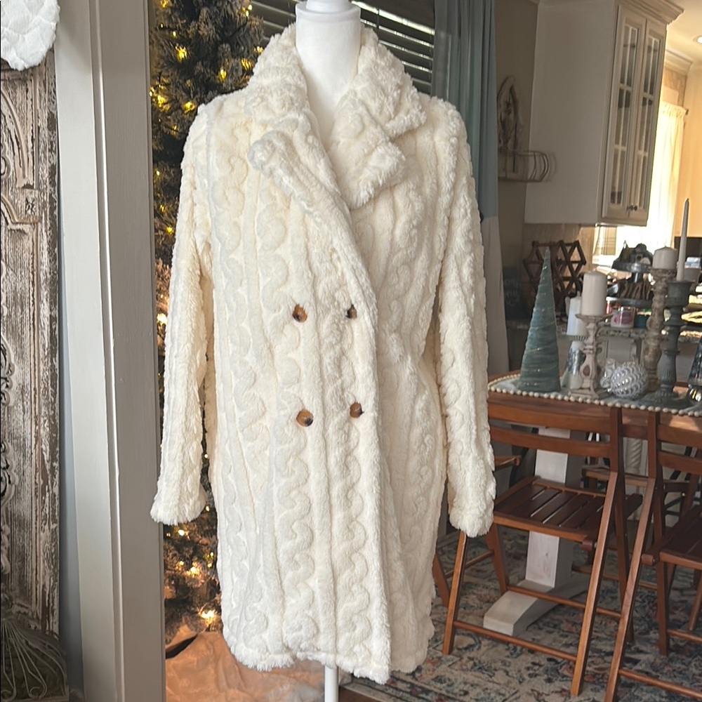 Elegant Ivory Double-Breasted Coat